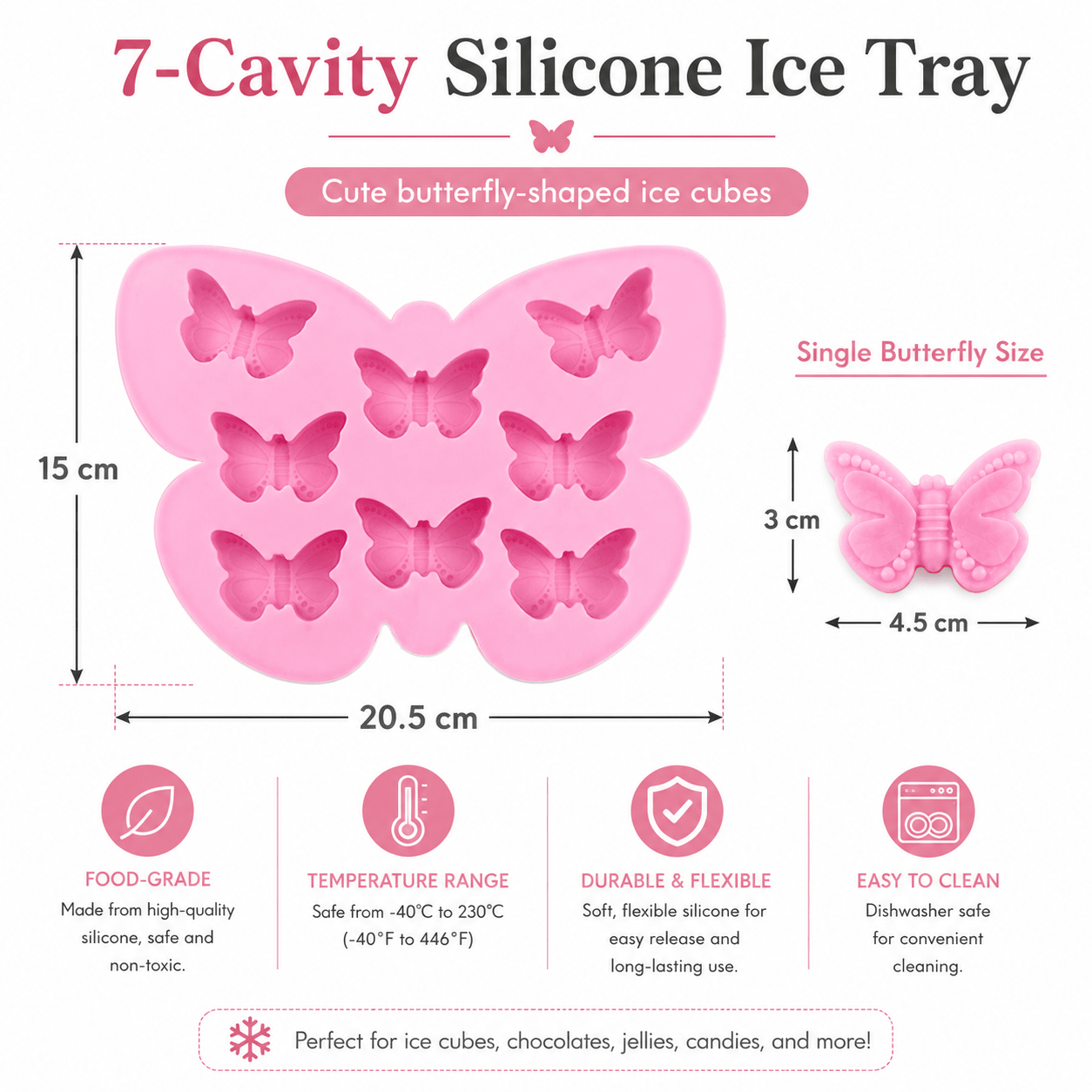 Butterfly-shaped silicone ice cube tray