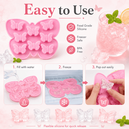 Butterfly-shaped silicone ice cube tray